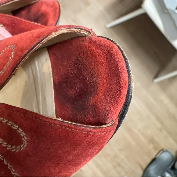 Salvatore Ferragamo Red Suede Women's Heels - Picture 10 of 10